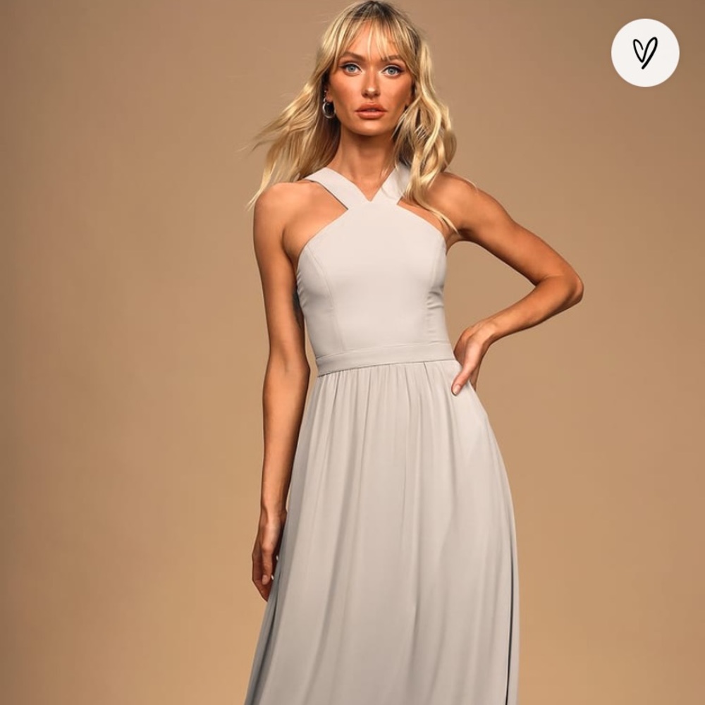 NWT Lulu’s Air of Romance Grey Maxi Dress